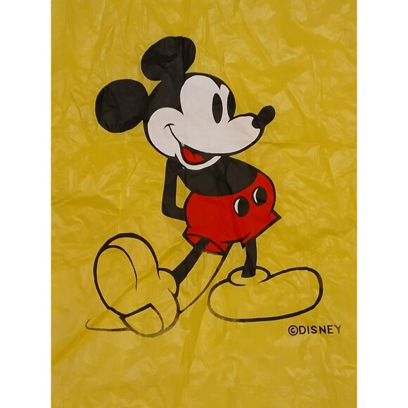 Disney Mickey Mouse Yellow Rain Coat Plastic Snap Buttons Lightweight Vintage - Picture 3 of 9